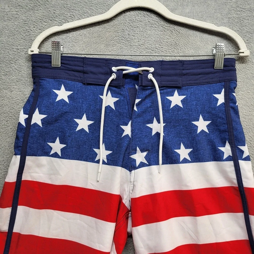 Old Navy Men Swimwear 28 American Flag Board Shorts READ